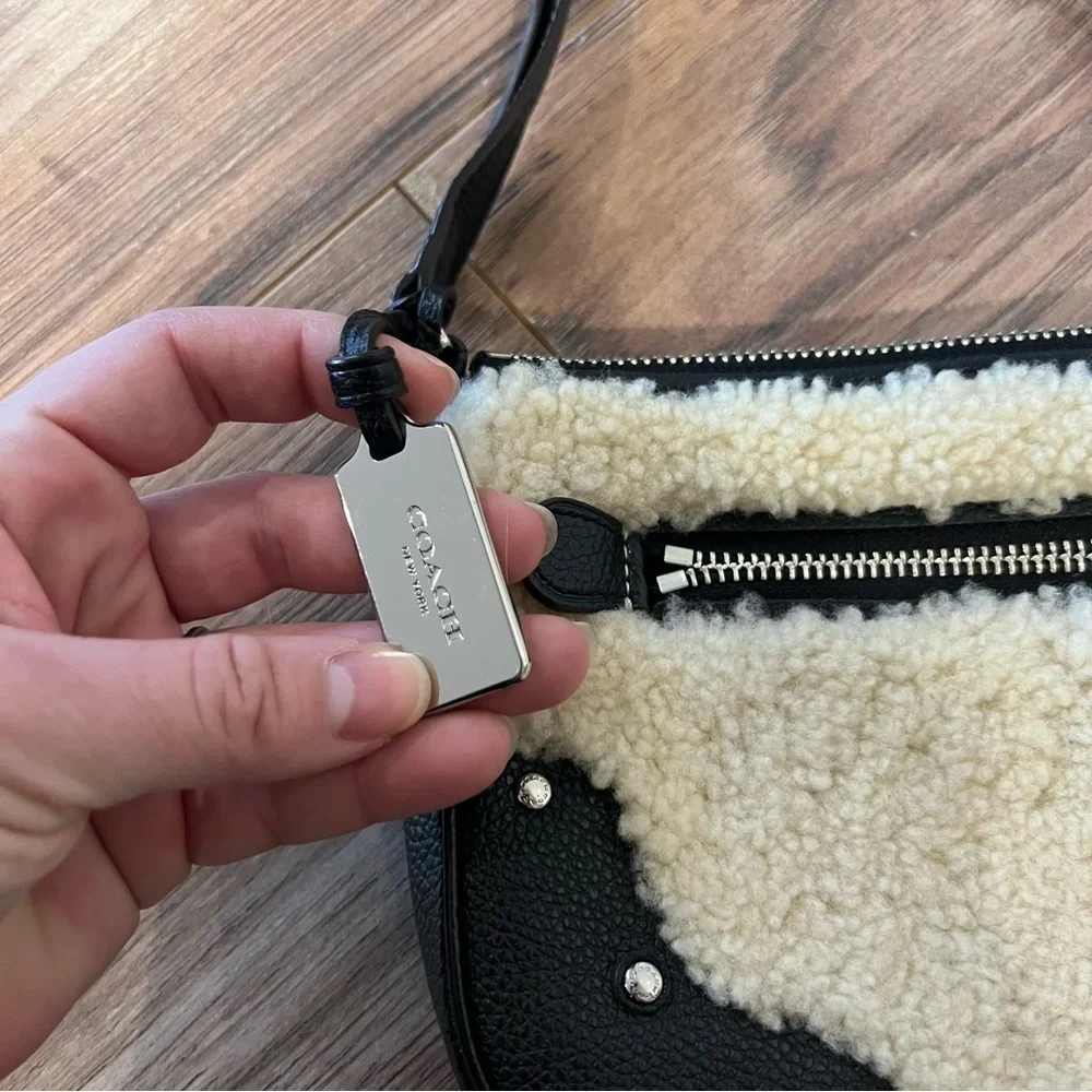 COACH Shearling Leather Rhyder Pochette Crossbody Bag